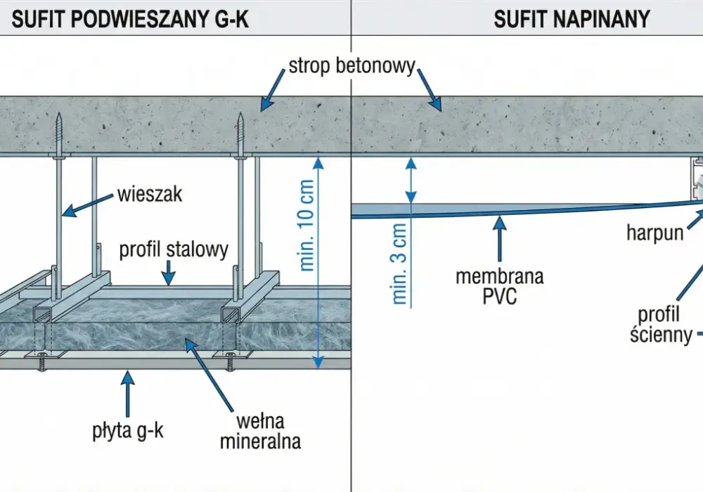 Sufit podwieszany - Montaż, koszty, błędy. Kompletny poradnik