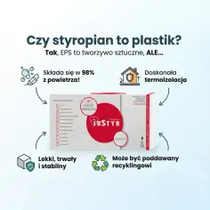 Czy styropian to plastik? Tak, EPS to tworzywo sztuczne, ale składa się w 98% z powietrza, jest lekki, trwały i stabilny, a także poddawany recyklingowi.