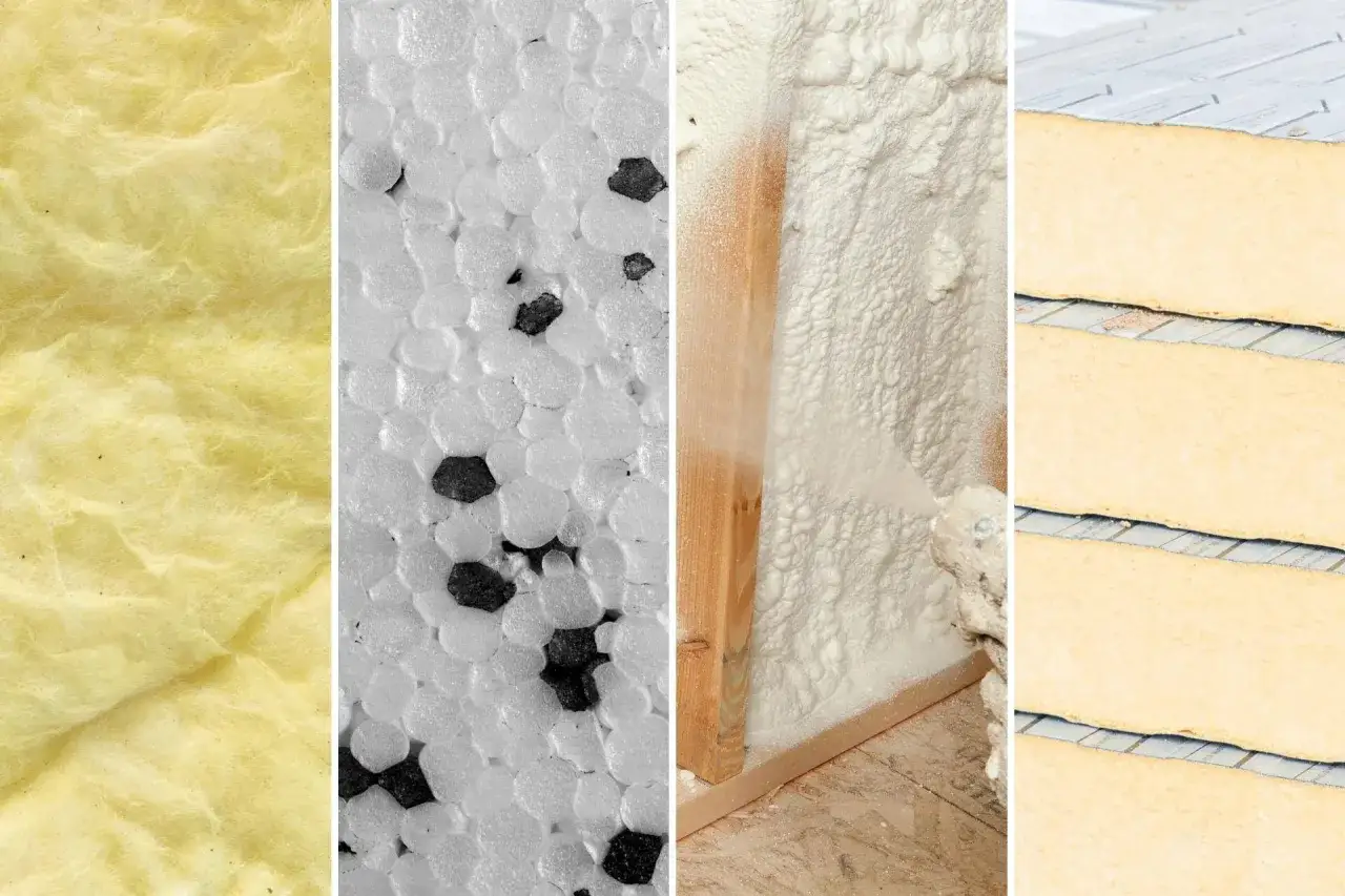 Różne materiały izolacyjne: wełna mineralna, styropian, pianka PUR, płyty warstwowe. Porównanie cen za metr elewacji.