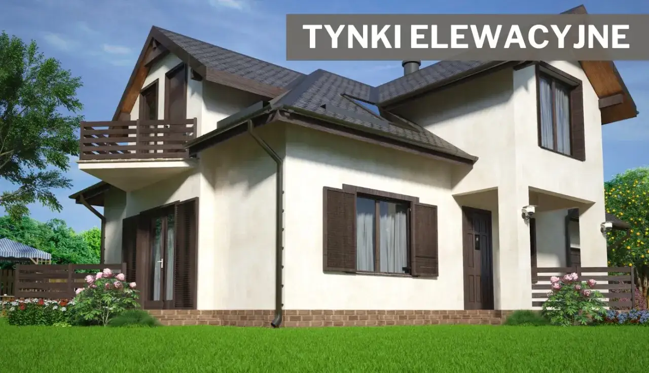 Nowy dom z pięknym, jasnym wykończeniem elewacji, gdzie widać staranne nakładanie tynku silikonowego.